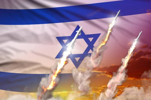 Israel Ballistic Warhead Launch Modern Strategic Nuclear Rocket Weapons Concept — Stock Photo, Image