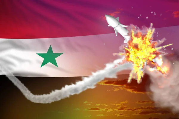Rakieta Strategiczna Zniszczona Powietrzu Koncepcja Ochrony Przeciwrakietowej Syryjskiej Republiki Arabskiej — Zdjęcie stockowe
