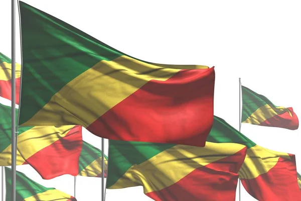 Vacker Många Kongo Flaggor Våg Isolerad Vitt Någon Fest Flagga — Stockfoto
