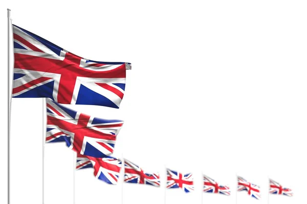 Mooie Verenigd Koninkrijk Geïsoleerde Vlaggen Geplaatst Diagonaal Foto Met Selectieve — Stockfoto