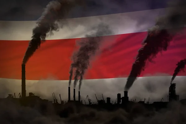 Dichte Rook Van Industriële Schoorstenen Costa Rica Vlag Global Warming — Stockfoto