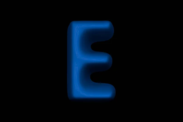 Блестящий Синий Пластиковый Шрифт Буква Изолирована Черном Фоне Иллюстрация Символов — стоковое фото