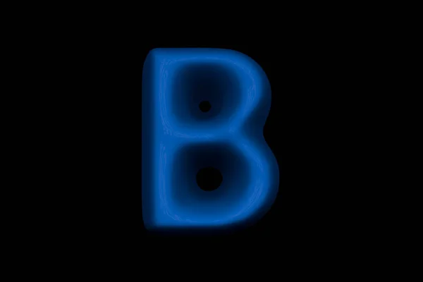 Блестящий Синий Мягкий Пластиковый Шрифт Буква Изолирована Черном Фоне Иллюстрация — стоковое фото