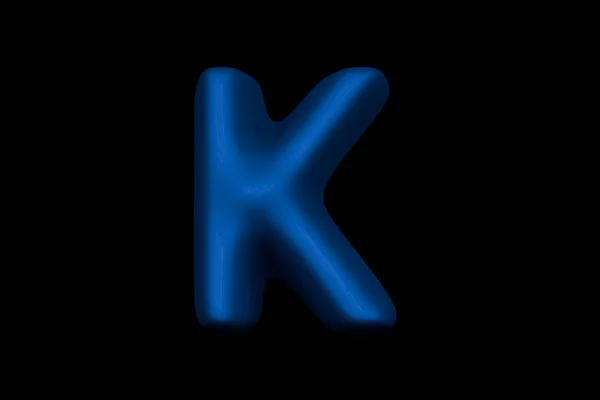 Γυάλινη Μπλε Πλαστική Γραμματοσειρά Γράμμα Απομονωμένο Μαύρο Φόντο Εικονογράφηση Συμβόλων — Φωτογραφία Αρχείου
