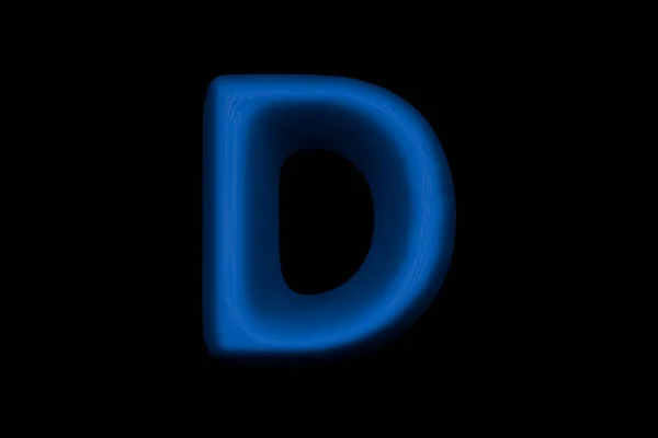 Shiny Blue Plastic Font 字母D Isolated Black Background Picture Symbols — 图库照片