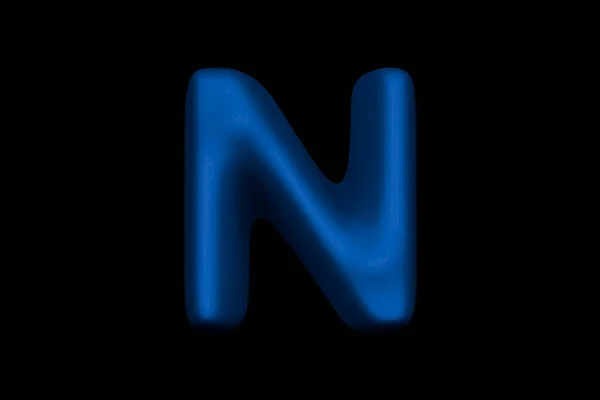 Glossy Blue Soft Plastic Alphabet Letter Isolated Black Background Illustration — Stock Photo, Image