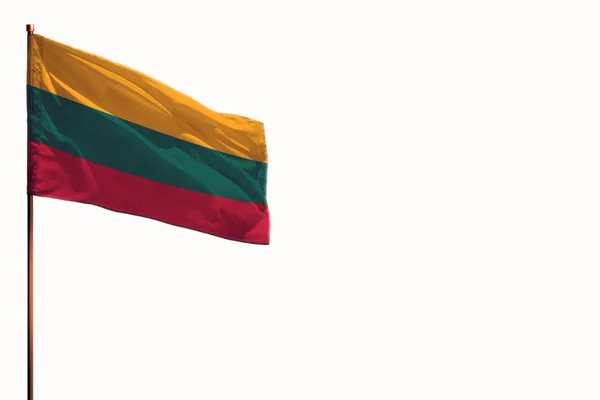Fluttering Litvánia Zászló Elszigetelt Mockup Hely Szöveg Fehér Háttér — Stock Fotó