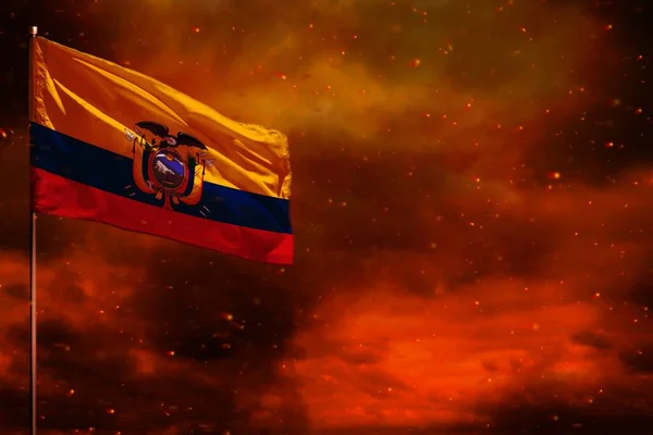 Развевающийся Макет Флага Эквадора Пустым Местом Ваших Данных Красном Багровом — стоковое фото
