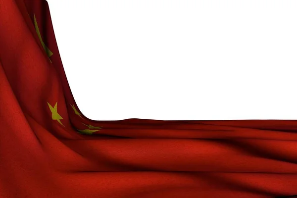 Krásná Izolovaná Maketa Čínské Vlajky Visící Rohu Bílém Prázdným Místem — Stock fotografie