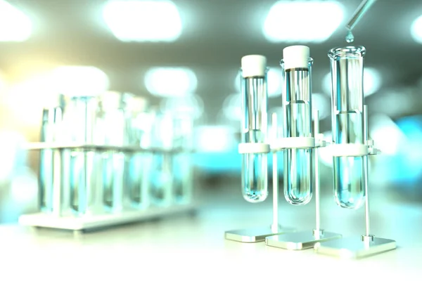 Probówki Laboratoryjne Nowoczesnym Ośrodku Badań Farmaceutycznych Test Jakości Wody Pitnej — Zdjęcie stockowe