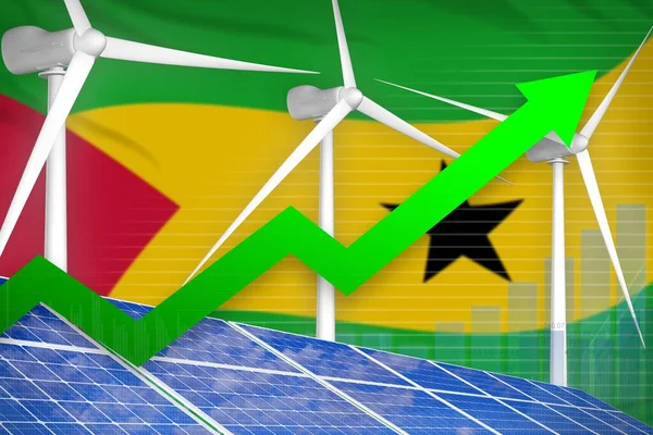 Sao Tome Principe Energia Solare Eolica Aumento Grafico Freccia Verso — Foto Stock