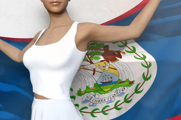 Sexy Dziewczyna Jest Trzymając Belize Flaga Jej Ręce Nią Białym — Zdjęcie stockowe