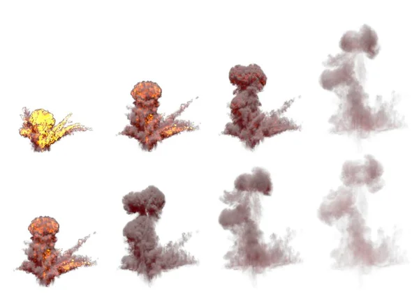 Veel Beelden Van Grote Raket Bang Paddestoel Wolk Met Vuur — Stockfoto