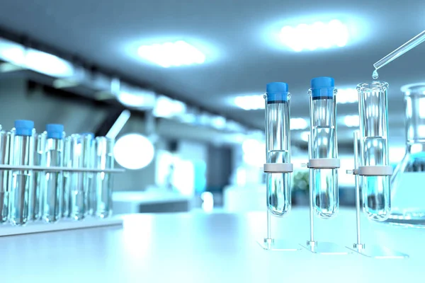 現代の科学大学病院の実験室の証明 細菌の概念のための飲料水の品質テスト 医学の3Dイラスト — ストック写真