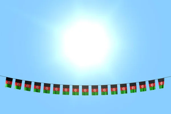 Csodálatos Sok Afganisztáni Zászlók Vagy Bannerek Lóg Zsinór Kék Háttér — Stock Fotó