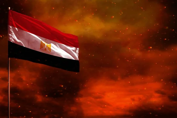 Fluttering Egypt Flag Mockup Blank Space Your Data Crimson Red — Stock Photo, Image