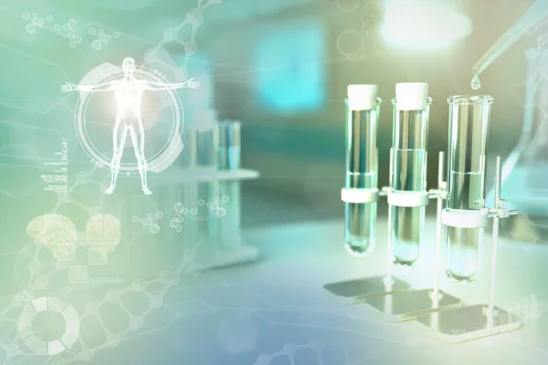 Modern Kimya Fakültesi Laboratuvar Test Tüpleri Bakteri Tasarımı Geçmişi Için — Stok fotoğraf