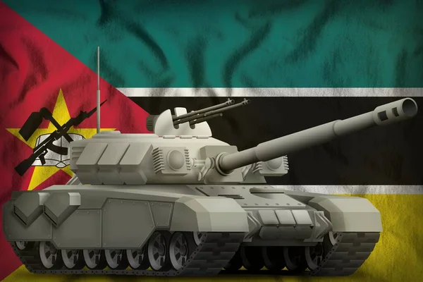 Schwerer Panzer Auf Dem Hintergrund Der Mosambikanischen Flagge Illustration — Stockfoto