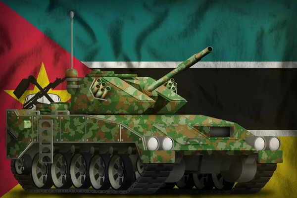 Light Tank Apc Summer Camouflage Mozambique Flag Background Illustration — Stock Photo, Image
