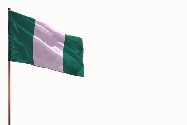 Fluttering Nigeria Flag Isolated Mockup Place Your Text White Background — Stock Photo, Image
