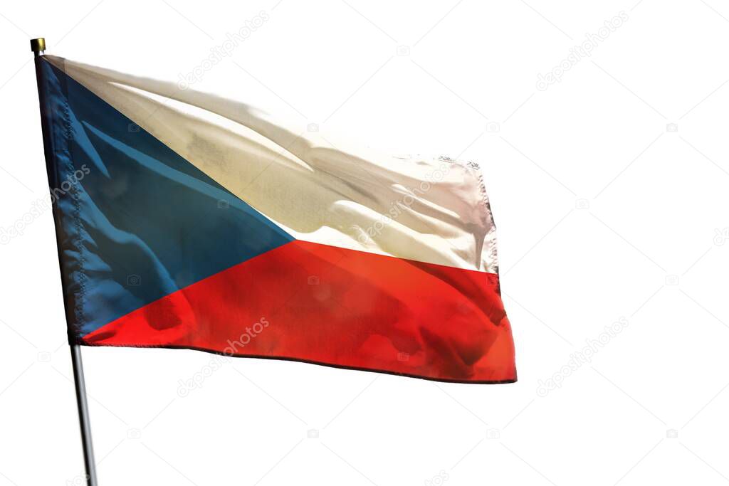Fluttering Czechia flag isolated on white background.