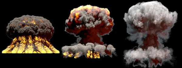 Больших Различных Фазы Пожар Гриб Облако Взрыв Термоядерной Бомбы Дымом — стоковое фото