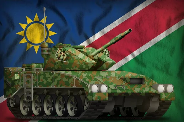 Namibya Bayrağı Arka Planında Yaz Kamuflajı Olan Hafif Tank Aparatı — Stok fotoğraf