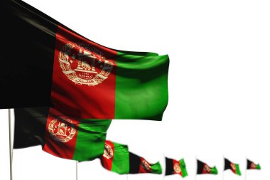 Afganistan 'ın güzel izole edilmiş bayrakları çapraz yerleştirilmiş, seçici odak noktası ve yeri olan fotoğraf - herhangi bir durum 3D illüstrasyon işareti