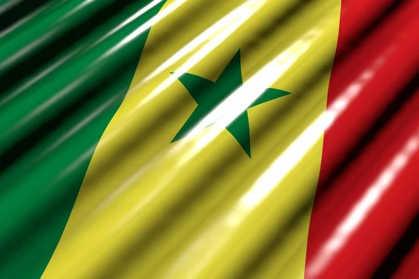 Wunderbar Glänzend Sieht Aus Wie Eine Plastikfahne Aus Senegal Mit — Stockfoto