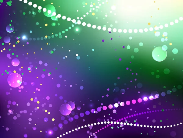 Fond Violet Vif Vert Avec Confettis Brillants Festival Mardi Gras — Image vectorielle