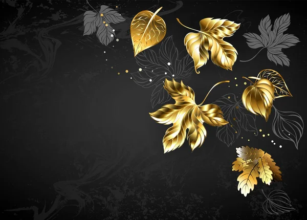 Background Gold Leaves — Stock Vector