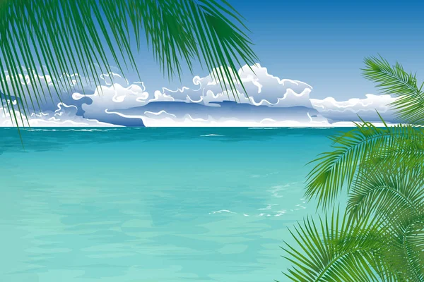 Paisagem oceânica tropical — Vetor de Stock