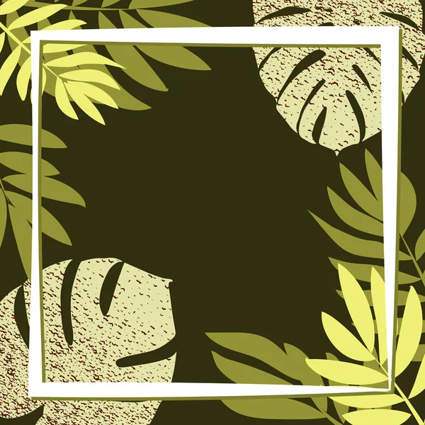 Feuilles tropicales vertes sur fond sombre — Image vectorielle