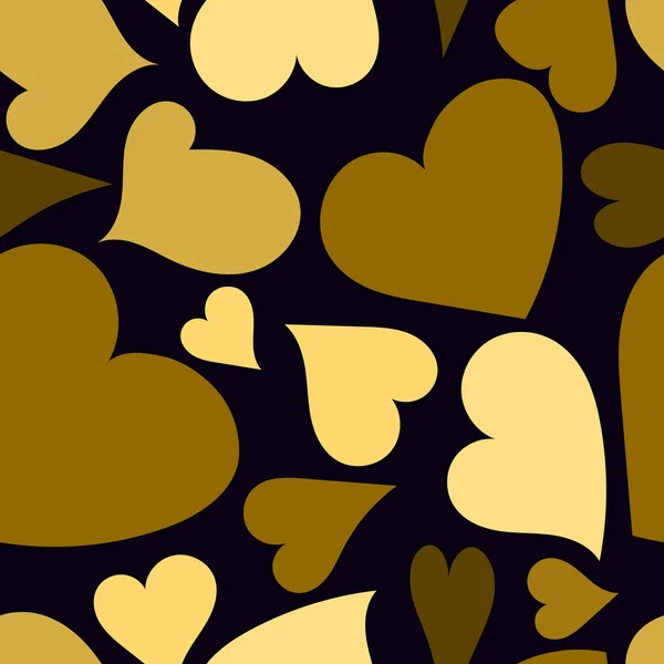 Золотые сердца бесшовный узор — стоковый вектор