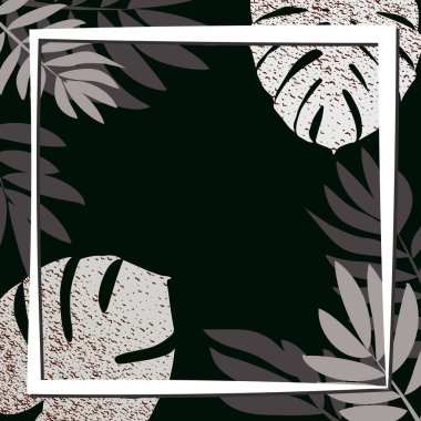 Koyu arka plan üzerinde gümüş tropikal yaprak