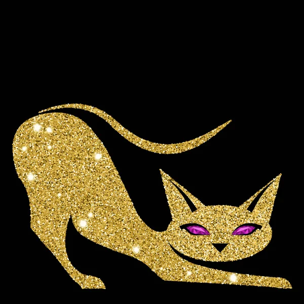 Goldene Katze mit Amethyst-Augen — Stockvektor