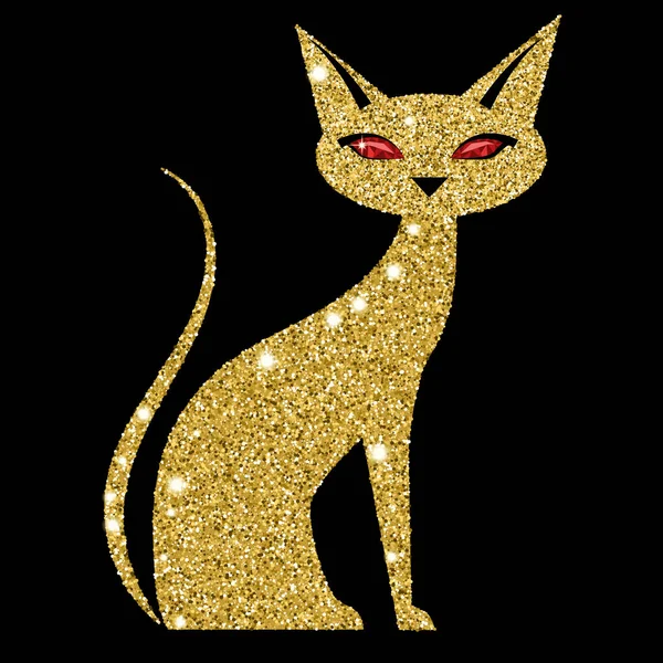 Golden cat with ruby eyes — Stock Vector