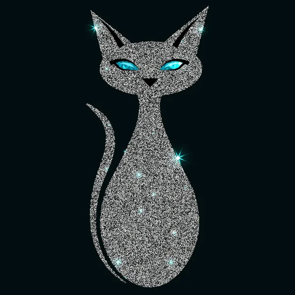 Silver cat with blue eyes — Stock Vector