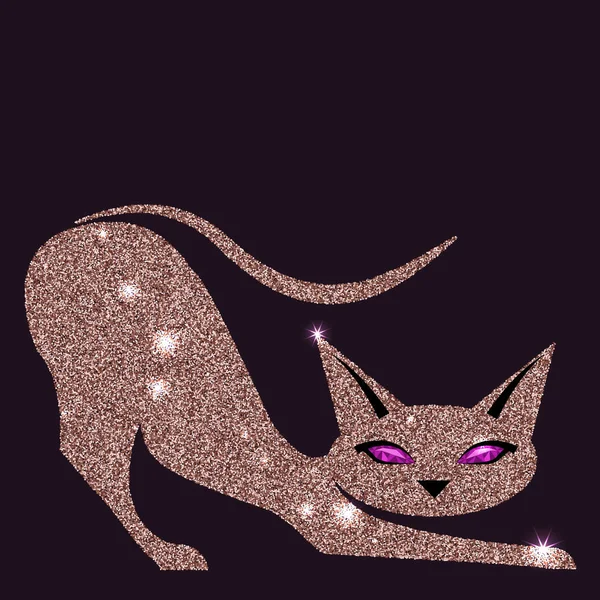 Oro rosa gato con violeta ojos — Vector de stock