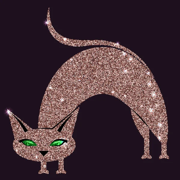Chat rose doré aux yeux verts — Image vectorielle
