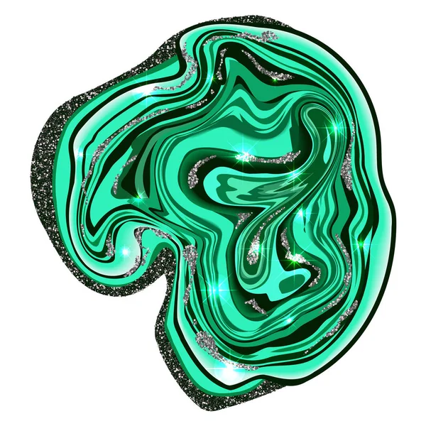 Texture malachite. Pierre verte. Coupe transversale de malachite à paillettes argentées — Image vectorielle