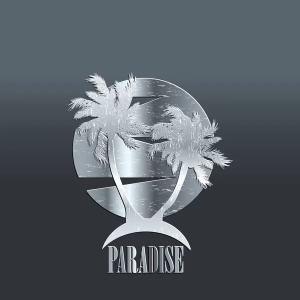 Logo de palmiers en acier vectoriel tendance original de haute qualité. Concept acier — Image vectorielle