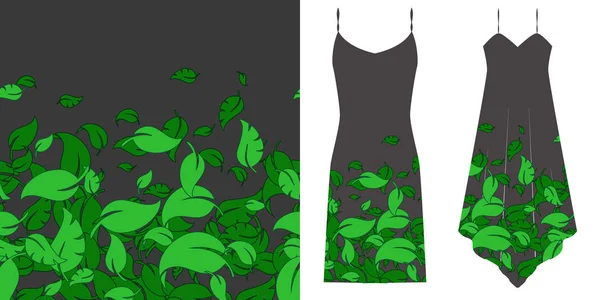 Feuilles d'été vert motif sans couture. Concept de sous-vêtements. Horizontalement sans couture — Image vectorielle