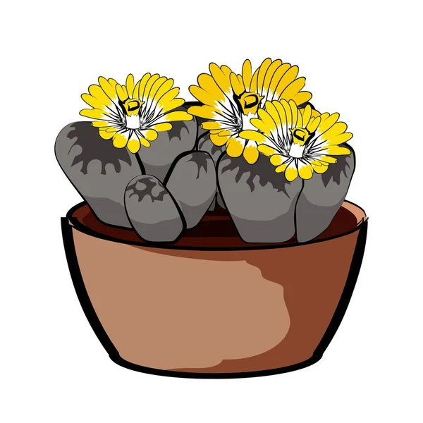 점토 항아리에 꽃 식물입니다. 가정 장식의 요소입니다. 성장 및 생태의 상징. — 스톡 벡터