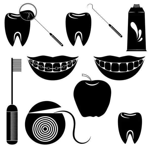 Набор стоматологической помощи на белом фоне — стоковое фото
