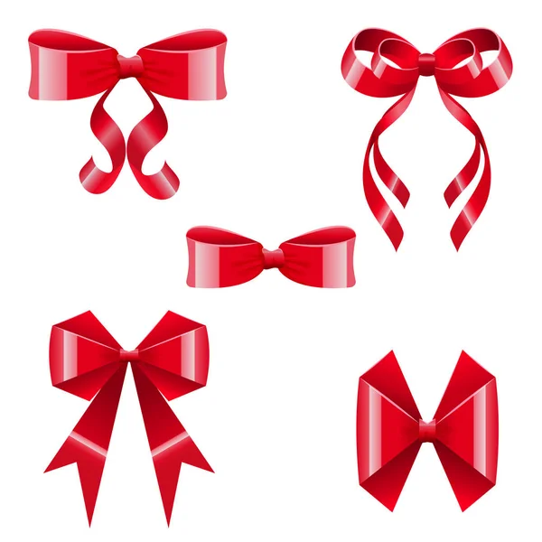 Brilliant silk red bows set. — Stock Photo, Image
