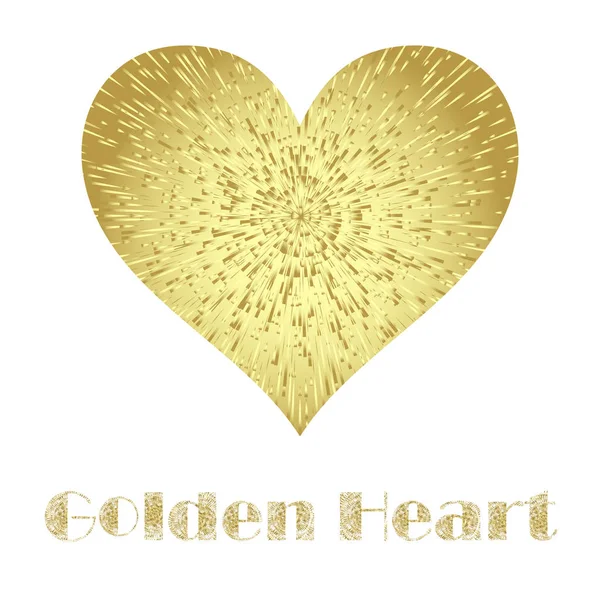 Coração de metal dourado isolado no fundo branco . — Fotografia de Stock