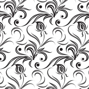 Siyah ve beyaz desensiz çiçek deseni