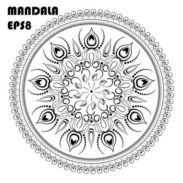 Çiçek Mandala. Vintage dekoratif unsur. Oryantal desen — Stok Vektör