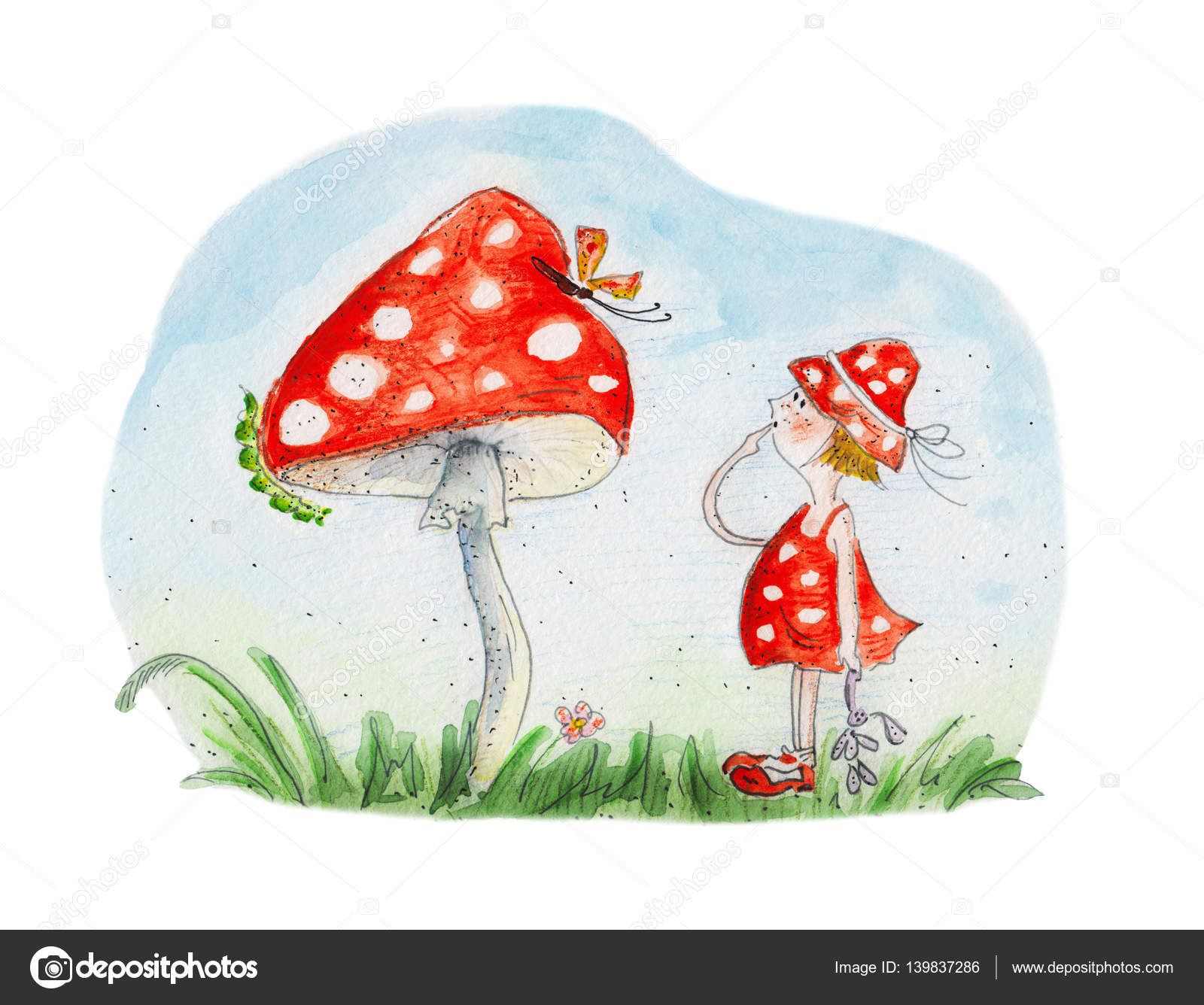 Cute girl with mushroom — Stock Photo © Wegener17 #139837286